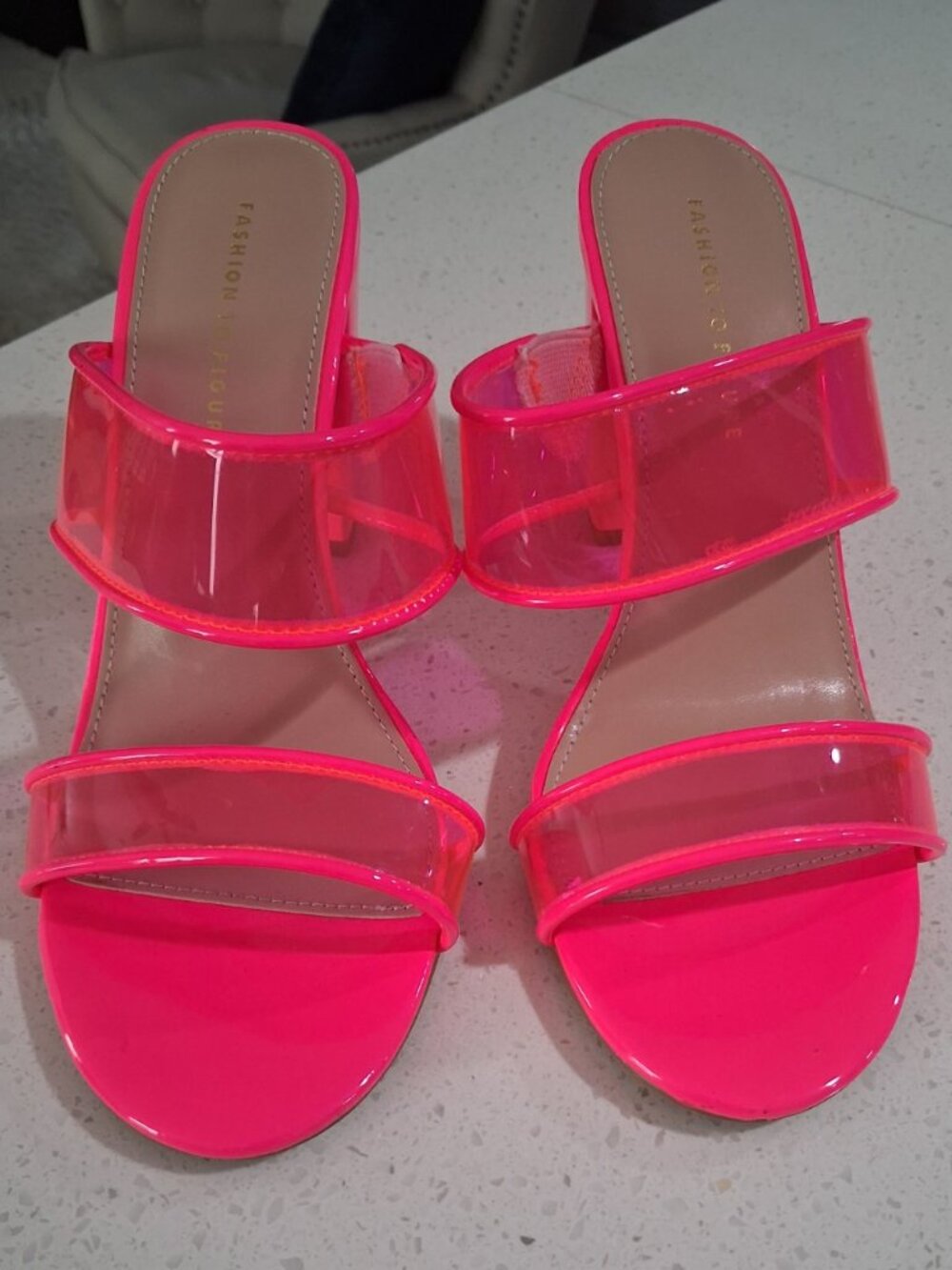 Fashion to Figure Berlynne Wide Width Block Heel Sandals – Bright Pink – Size 8 - Picture 4 of 6